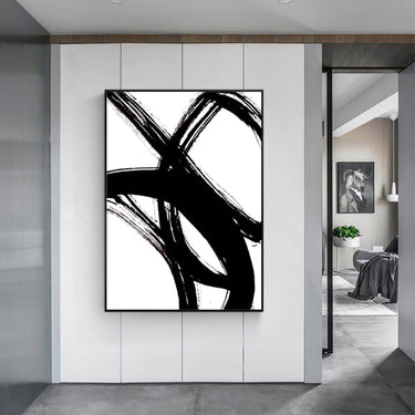 Wall Art 70cmx100cm Minimalist Black Artwork Black Frame Canvas